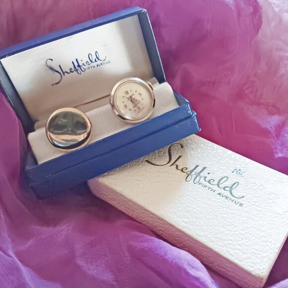 Vintage Sheffield Watch & Locket Cufflinks - Picture 2 of 3